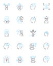 Psychological mindset linear icons set. Resilience, Perseverance, Positivity, Motivation, Confidence, Gratitude