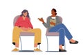 Psychological Support for Pregnant Woman in Perinatal Class, Coach and Pregnant Female Characters Sitting on Chairs