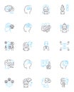 Psychological Thought linear icons set. Cognition, Perception, Emotions, Behavior, Determinism, Mindset, Self-reflection