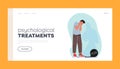 Psychological Treatments Landing Page Template. Fear, Mental Disorder Concept. Male Character Crying with Heavy Bob