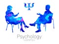 The psychologist and the client. Psychotherapy. Psycho therapeutic session. Psychological counseling. Man woman talking Royalty Free Stock Photo