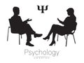 The psychologist and the client. Psychotherapy. Psycho therapeutic session. Psychological counseling. Man woman talking Royalty Free Stock Photo