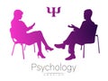 The psychologist and the client. Psychotherapy. Psycho therapeutic session. Psychological counseling. Man woman talking Royalty Free Stock Photo