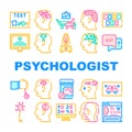 Psychologist Doctor Collection Icons Set Vector Illustrations