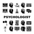 Psychologist Doctor Collection Icons Set Vector Illustrations