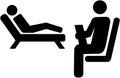 Psychologist icon with patient on a couch