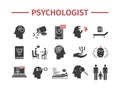 Psychologist icons set. Conceptual infographics. Counseling psychology. Vector sign for web graphics.