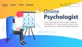 psychologist with laptop solving psychological problem online consultation psychotherapy session