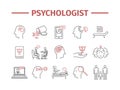 Psychologist line icons set. Conceptual infographics. Counseling psychology. Vector sign for web graphics.