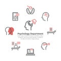 Psychologist line icons set. Round banner. Conceptual signs. Vector illustration Royalty Free Stock Photo