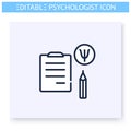 Psychologist notes line icon. Editable