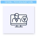 Psychologist online line icon. Editable