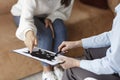 Psychologist Testing Woman Showing Inkblot Picture During Appointment In Office