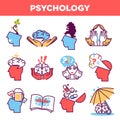 Psychology abstract symbols and conceptual vector isolated icons