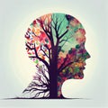 Psychology Concept, Human Head Silhouette, Psychotherapy, Mental Disorder Treatment