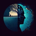 Psychology Concept, Human Head Silhouette, Psychotherapy, Mental Disorder Treatment