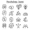 Psychology icon set in thin line style