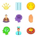 Psychology icons set, cartoon style