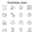 Psychology icons set in thin line style