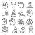 Psychology line icons set on white background