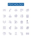 Psychology line icons signs set. Design collection of Psychology, Mind, Brain, Emotions, Behavior, Cognition