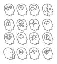 Psychology line vector icons set