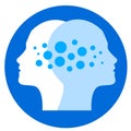 Psychology logo with two heads and a representation of the thoughts