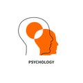 Psychology logo with two male profiles. Understanding icon