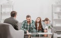 Psychology, mental family therapy, psychologist with family at psychotherapy session on psychological consultation Royalty Free Stock Photo
