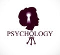 Psychology and mental health concept, created with woman head profile and keyhole, psychoanalysis as a key to human nature, Royalty Free Stock Photo