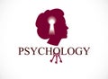 Psychology and mental health concept, created with woman head profile and keyhole, psychoanalysis as a key to human nature, Royalty Free Stock Photo