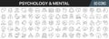 Psychology and mental line icons collection. Big UI icon set in a flat design. Thin outline icons pack. Vector illustration EPS10 Royalty Free Stock Photo