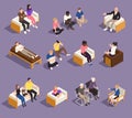 Psychology Psychotherapy Isometric Set