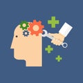 Psychology, psychotherapy, mental healing concept. Flat design.