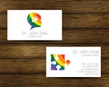 Psychology Rainbow Vector Business Card with Autism Puzzle and Kid Human Head Modern logo Creative Colorful style. Child Royalty Free Stock Photo