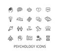 Psychology Sign Thin Line Icon Set. Vector