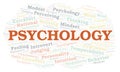 Psychology typography word cloud create with the text only. Royalty Free Stock Photo