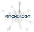 Psychology typography word cloud create with the text only. Royalty Free Stock Photo