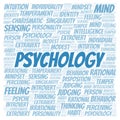 Psychology typography word cloud create with the text only. Royalty Free Stock Photo