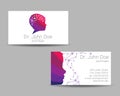 Psychology Vector Business Card Kid Human Head Modern logo Creative style. Child Profile Silhouette Design concept