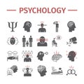 Psychology icons set. Mental health. Infographic. Vector signs for web graphics.