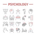 Psychology line icons set. Mental health. Infographic. Vector signs for web graphics.