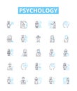 Psychology vector line icons set. Psychology, Behavior, Mental, Mind, Cognitive, Trauma, Therapy illustration outline Royalty Free Stock Photo