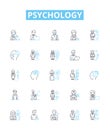 Psychology vector line icons set. Psychology, Behavior, Mental, Mind, Cognitive, Trauma, Therapy illustration outline Royalty Free Stock Photo