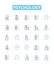 Psychology vector line icons set. Psychology, Behavior, Mental, Mind, Cognitive, Trauma, Therapy illustration outline