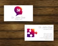 Psychology vector visit card Puzzle Autism Modern logo. Creative style. Design concept for Brand company. Violet color