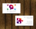 Psychology vector visit card Puzzle Autism Modern logo. Creative style. Design concept for Brand company. Violet color