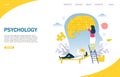 Psychology vector website landing page design template