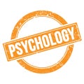 PSYCHOLOGY, word on orange round stamp