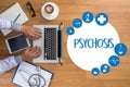 PSYCHOSIS and Background of Medicaments Composition, Stethoscope Royalty Free Stock Photo